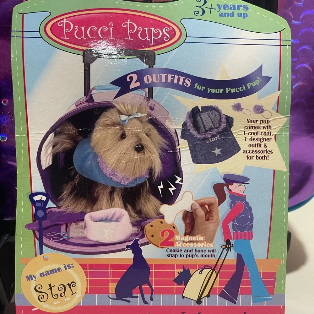 Puck Pups Yorkie Purple Pet Carrier with Blue Accents